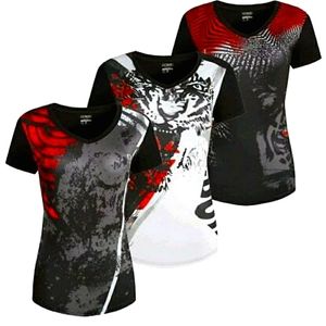 NWT Women's Set 3 Printed Athletic v-neck Tees